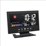 8082T Orologio delle previsioni del tempo Schermo a colori a LED Calendario perpetuo Temperatura e umidità Controllo vocale intelligente Allarme elettronico,Specifica:, Black, Black + USB