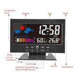8082T Orologio delle previsioni del tempo Schermo a colori a LED Calendario perpetuo Temperatura e umidità Controllo vocale intelligente Allarme elettronico,Specifica:, Black, Black + USB
