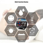 8082T Orologio delle previsioni del tempo Schermo a colori a LED Calendario perpetuo Temperatura e umidità Controllo vocale intelligente Allarme elettronico,Specifica:, Black, Black + USB