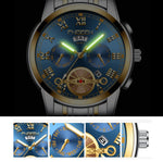 Orologio al quarzo multifunzione FNGEEN 4001 da uomo non meccanico, Gold Blue Surface, Gold White Surface, White Steel Blue Surface, White Steel White Surface, Brown Leather Gold Blue Surface, Brown leather Gold White Surface                           ...