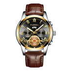 Orologio al quarzo multifunzione FNGEEN 4001 da uomo non meccanico, Gold Blue Surface, Gold White Surface, White Steel Blue Surface, White Steel White Surface, Brown Leather Gold Blue Surface, Brown leather Gold White Surface                           ...