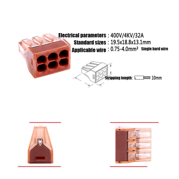 10 PCS VSELE VSE-606A Connettore rapido per morsettiera multifunzione a quattro fori