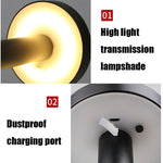 Lampada da tavolo da comodino a LED impermeabile USB BC965 per protezione degli occhi degli studenti, Black, White, White Storage, Yellow Marble Pattern, Ink Marble Pattern