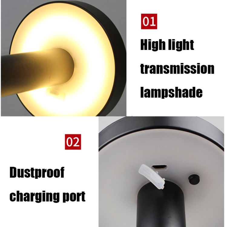 Lampada da tavolo da comodino a LED impermeabile USB BC965 per protezione degli occhi degli studenti, Black, White, White Storage, Yellow Marble Pattern, Ink Marble Pattern