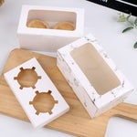 Scatola per torta per muffin, scatola per imballaggio di cupcake con finestra da 25 pezzi, con supporto interno, 2 In One (White), 2 In One (Marble), 2 In One (Kraft Paper), 4 In One (White), 4 In One (Marble), 4 In One (Kraft Paper), 6 In One (White) ...