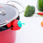 4 pezzi coperchio pentola a forma di pepe piccolo dispositivo di prevenzione del troppopieno coperchio del vaso in silicone gadget anti-trabocco rialzati, Pepper