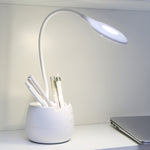 Deli 4326 Lampada da tavolo con ricarica USB ad anello regolabile a tre velocità con portapenne