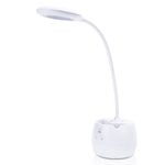 Deli 4326 Lampada da tavolo con ricarica USB ad anello regolabile a tre velocità con portapenne