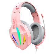 ERXUNG J5 Cuffie da gioco montate sulla testa Giochi per computer desktop controllati da filo con microfono Cuffie luminose