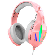 ERXUNG J5 Cuffie da gioco montate sulla testa Giochi per computer desktop controllati da filo con microfono Cuffie luminose