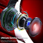 ERXUNG J5 Cuffie da gioco montate sulla testa Giochi per computer desktop controllati da filo con microfono Cuffie luminose
