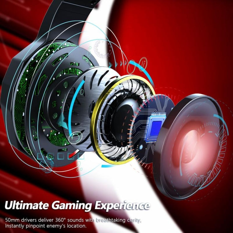 ERXUNG J5 Cuffie da gioco montate sulla testa Giochi per computer desktop controllati da filo con microfono Cuffie luminose