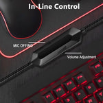 ERXUNG J5 Cuffie da gioco montate sulla testa Giochi per computer desktop controllati da filo con microfono Cuffie luminose