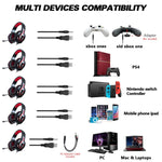 ERXUNG J5 Cuffie da gioco montate sulla testa Giochi per computer desktop controllati da filo con microfono Cuffie luminose