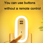 Lampada da parete a LED con presa per camera da letto, timer dimmerabile con telecomando, spina CN, Dual-USB, Regular