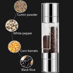 Macinapepe manuale a doppia testa in acciaio inossidabile 2 in 1, Pepper Mill