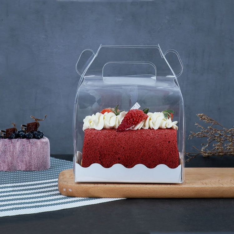 Confezione da 50 pezzi portatile per rotoli di torta lunga, scatola trasparente per pasticceria, confezione da forno, Small Roll (13x8x10cm), Half Roll (16x9x9cm)