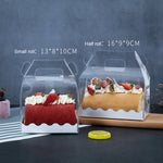 Confezione da 50 pezzi portatile per rotoli di torta lunga, scatola trasparente per pasticceria, confezione da forno, Small Roll (13x8x10cm), Half Roll (16x9x9cm)