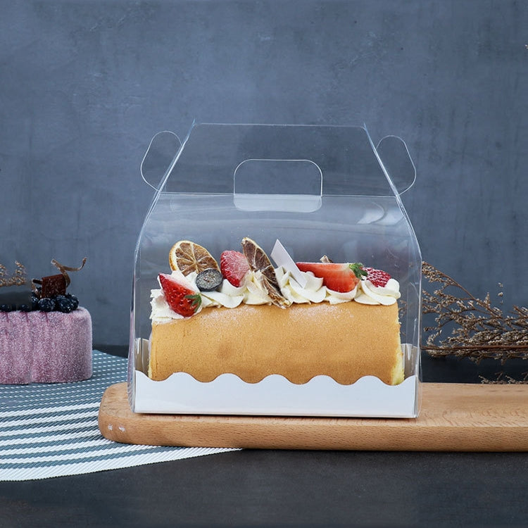 Confezione da 50 pezzi portatile per rotoli di torta lunga, scatola trasparente per pasticceria, confezione da forno, Small Roll (13x8x10cm), Half Roll (16x9x9cm)