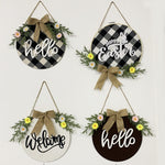 Decorazioni per la casa Ghirlanda di Pasqua Puntelli da tiro Appendere la porta della ghirlanda, Brown Hello, Whiteboard Black Letter Welcome Sign, Dark Blue Welcome Wooden Sign, Dark Blue Easter Rabbit