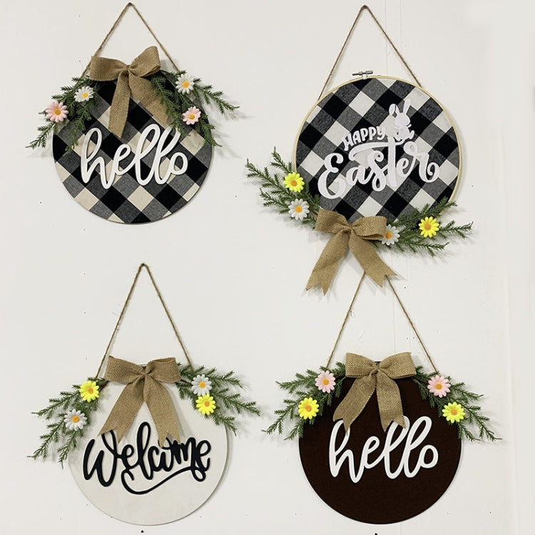 Decorazioni per la casa Ghirlanda di Pasqua Puntelli da tiro Appendere la porta della ghirlanda, Brown Hello, Whiteboard Black Letter Welcome Sign, Dark Blue Welcome Wooden Sign, Dark Blue Easter Rabbit