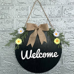 Decorazioni per la casa Ghirlanda di Pasqua Puntelli da tiro Appendere la porta della ghirlanda, Brown Hello, Whiteboard Black Letter Welcome Sign, Dark Blue Welcome Wooden Sign, Dark Blue Easter Rabbit