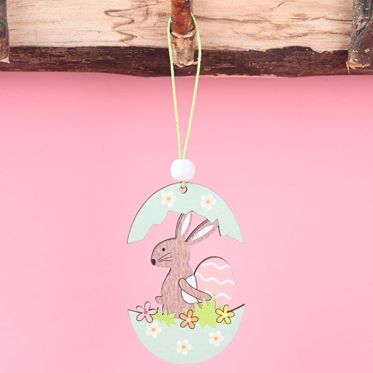 Confezione da 5 pendenti pasquali in legno per atmosfera festosa, articoli decorativi, Bunny Egg Shell, Rabbit Lifting Eggshell, Small Egg Shell, Yellow Rabbit Eggshell, Pink Egg, Yellow Rabbit Tooth Egg, Light Yellow Upside-down Rabbit Eggs, Blue Egg ...