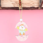 Confezione da 5 pendenti pasquali in legno per atmosfera festosa, articoli decorativi, Bunny Egg Shell, Rabbit Lifting Eggshell, Small Egg Shell, Yellow Rabbit Eggshell, Pink Egg, Yellow Rabbit Tooth Egg, Light Yellow Upside-down Rabbit Eggs, Blue Egg ...