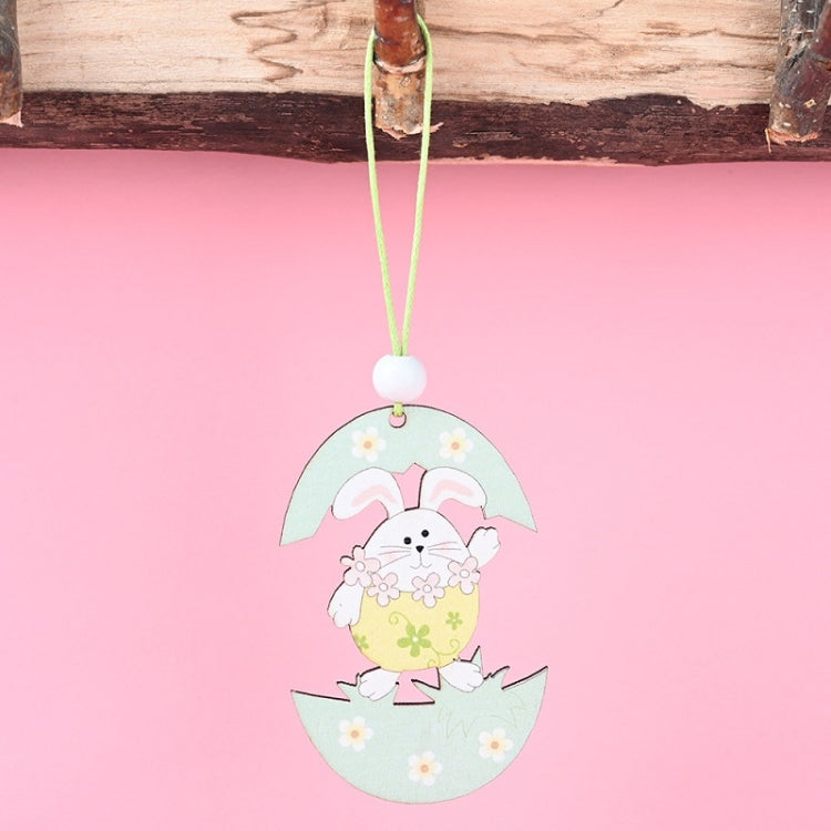 Confezione da 5 pendenti pasquali in legno per atmosfera festosa, articoli decorativi, Bunny Egg Shell, Rabbit Lifting Eggshell, Small Egg Shell, Yellow Rabbit Eggshell, Pink Egg, Yellow Rabbit Tooth Egg, Light Yellow Upside-down Rabbit Eggs, Blue Egg ...