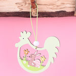Confezione da 5 pendenti pasquali in legno per atmosfera festosa, articoli decorativi, Bunny Egg Shell, Rabbit Lifting Eggshell, Small Egg Shell, Yellow Rabbit Eggshell, Pink Egg, Yellow Rabbit Tooth Egg, Light Yellow Upside-down Rabbit Eggs, Blue Egg ...