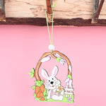 Confezione da 5 pendenti pasquali in legno per atmosfera festosa, articoli decorativi, Bunny Egg Shell, Rabbit Lifting Eggshell, Small Egg Shell, Yellow Rabbit Eggshell, Pink Egg, Yellow Rabbit Tooth Egg, Light Yellow Upside-down Rabbit Eggs, Blue Egg ...