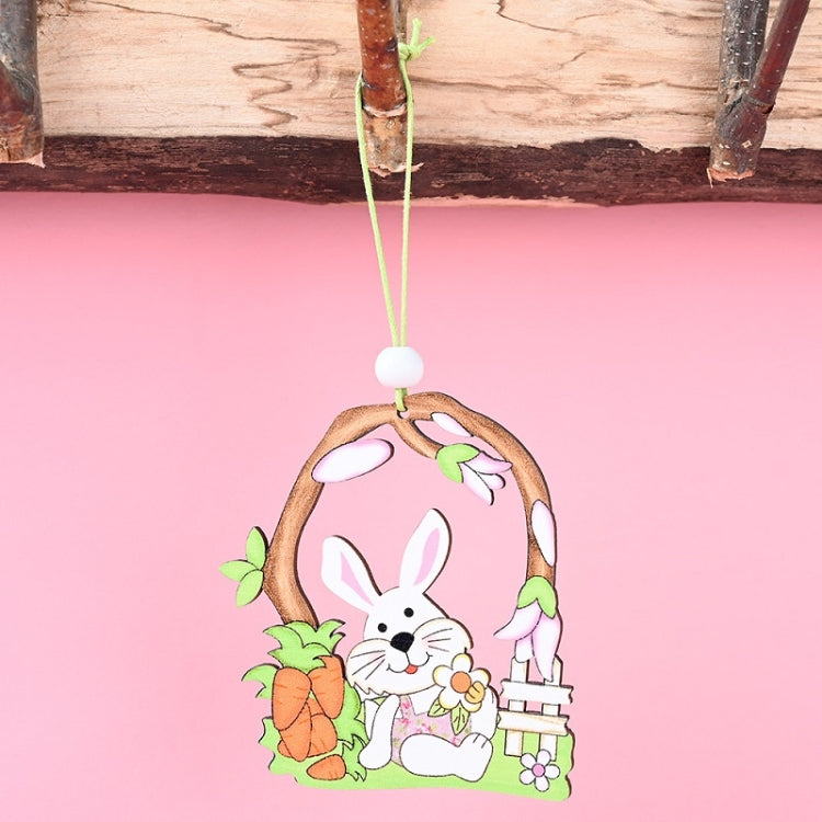 Confezione da 5 pendenti pasquali in legno per atmosfera festosa, articoli decorativi, Bunny Egg Shell, Rabbit Lifting Eggshell, Small Egg Shell, Yellow Rabbit Eggshell, Pink Egg, Yellow Rabbit Tooth Egg, Light Yellow Upside-down Rabbit Eggs, Blue Egg ...
