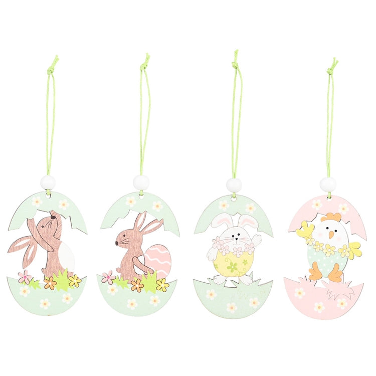 Confezione da 5 pendenti pasquali in legno per atmosfera festosa, articoli decorativi, Bunny Egg Shell, Rabbit Lifting Eggshell, Small Egg Shell, Yellow Rabbit Eggshell, Pink Egg, Yellow Rabbit Tooth Egg, Light Yellow Upside-down Rabbit Eggs, Blue Egg ...