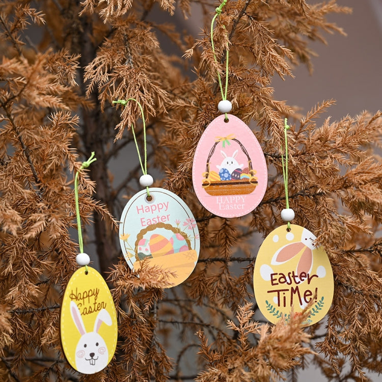 Confezione da 5 pendenti pasquali in legno per atmosfera festosa, articoli decorativi, Bunny Egg Shell, Rabbit Lifting Eggshell, Small Egg Shell, Yellow Rabbit Eggshell, Pink Egg, Yellow Rabbit Tooth Egg, Light Yellow Upside-down Rabbit Eggs, Blue Egg ...