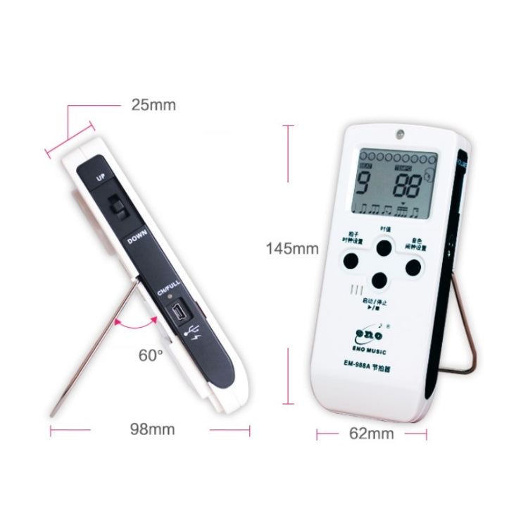 ENO EM-988A Metronomo vocale elettronico ricaricabile per pianoforte/chitarra/batteria/Guzheng/violino, EM-988A (Blue), EM-988A (White), EM-988A (Pink)
