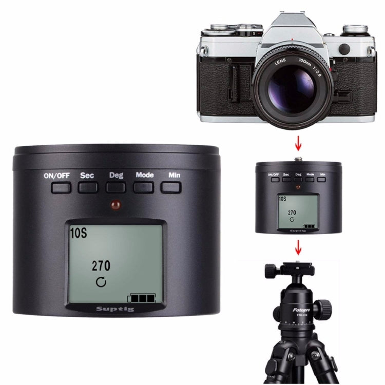Suptig RSX-350 Testa panoramica a 360 gradi Stabilizzatore time-lapse alimentato da treppiede Adattatore per giradischi per GoPro HERO9 /8 /7 /6 /5 /5 Session /4 Session /4 /3+ /3 /2 /1, Xiaoyi eAltre action camera