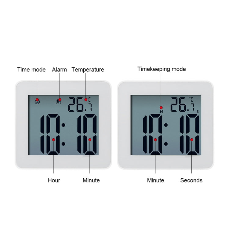 Orologio da parete impermeabile Orologio da bagno LCD Sveglia elettronica da cucina, Waterproof Wall Clock