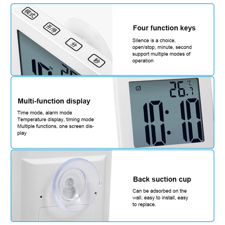 Orologio da parete impermeabile Orologio da bagno LCD Sveglia elettronica da cucina, Waterproof Wall Clock