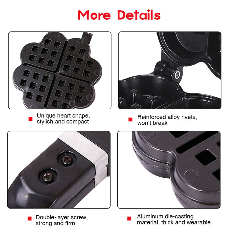 Stampo per waffle in metallo antiaderente da 2 pezzi, Waffle Maker Mould