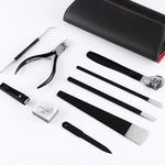 Set 9 in 1 strumenti per manicure e pedicure in acciaio inox