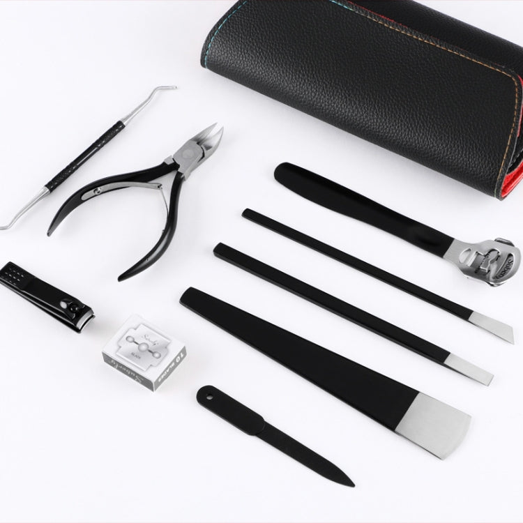 Set 9 in 1 strumenti per manicure e pedicure in acciaio inox