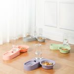 Forniture per animali domestici Ciotola per cibo per cani e gatti Ciotola doppia rotante pieghevole, Green Without Bowl, Purple Without Bowl, Pink Without Bowl, Gray Without Bowl, Green With Bowl, Purple With Bowl, Pink With Bowl, Gray With Bowl