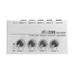 Mini mixer audio karaoke 4 canali con adattatore 12V