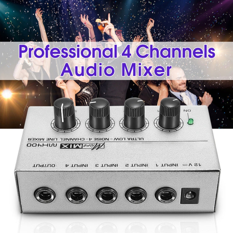 Mini mixer audio karaoke 4 canali con adattatore 12V