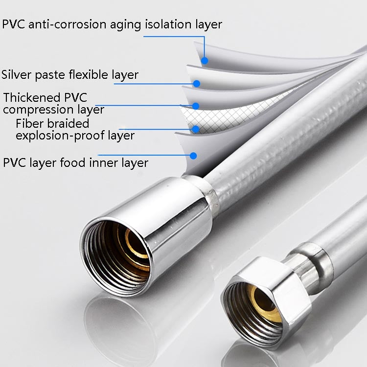 Tubo doccia Scaldabagno Doccia a pioggia Bagno Doccia in acciaio inossidabile Tubo ugello in PVC, 1.5m Silver, 2m Silver, 1.5m Golden, 2m Gold