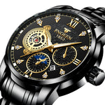 FNGEEN 2166 Orologio elettronico sportivo per studenti con tre occhi al quarzo cavo da uomo