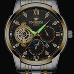 FNGEEN 2166 Orologio elettronico sportivo per studenti con tre occhi al quarzo cavo da uomo