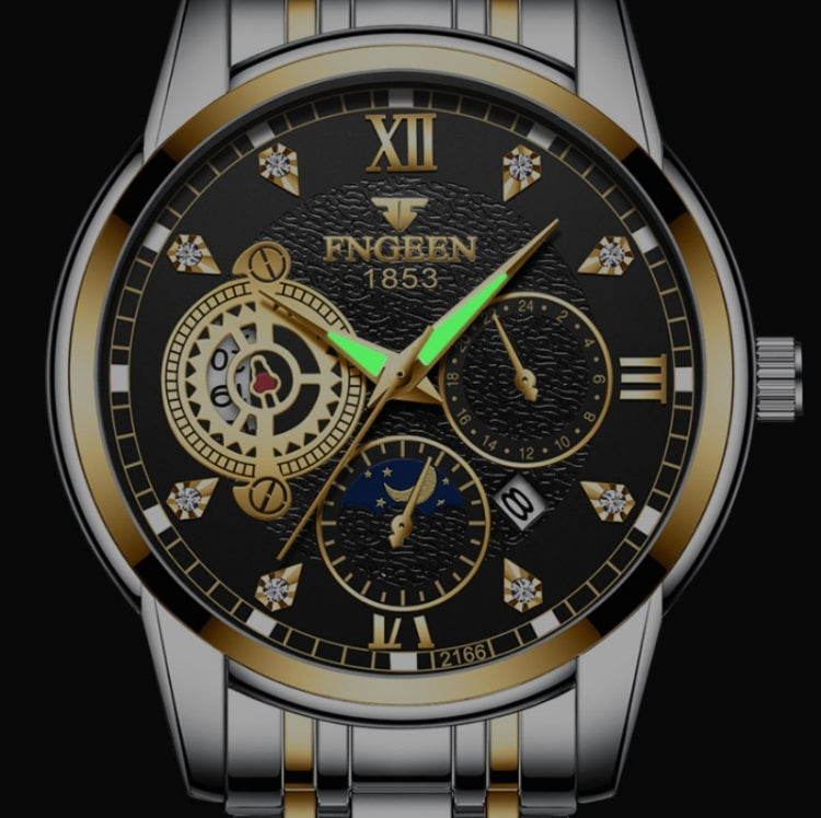 FNGEEN 2166 Orologio elettronico sportivo per studenti con tre occhi al quarzo cavo da uomo