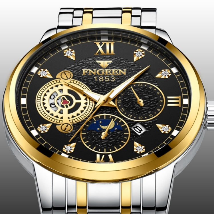 FNGEEN 2166 Orologio elettronico sportivo per studenti con tre occhi al quarzo cavo da uomo