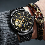 FNGEEN 2166 Orologio elettronico sportivo per studenti con tre occhi al quarzo cavo da uomo